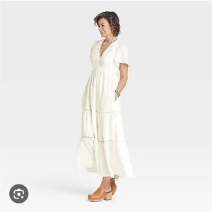 COPY - Women's Flutter Short Sleeve Dobby A-Line Dress - Knox Rose™ White L